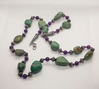 Collana in crisoprasio e ametista