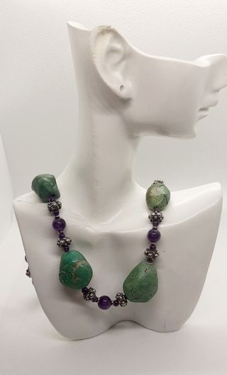 Collana in crisoprasio e ametista