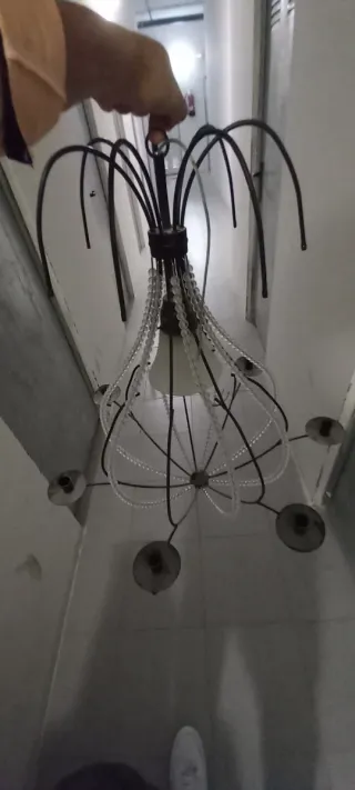 Candelabro colgante metal y cristal