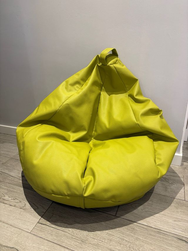 Puf pera polipiel verde