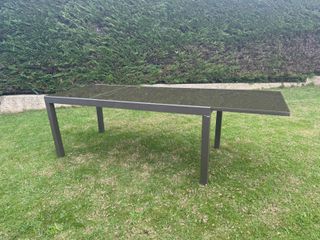Mesa de Jardín Extensible Cristal y Metal
