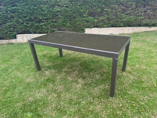 Mesa de Jardín Extensible Cristal y Metal