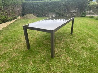 Mesa de Jardín Extensible Cristal y Metal