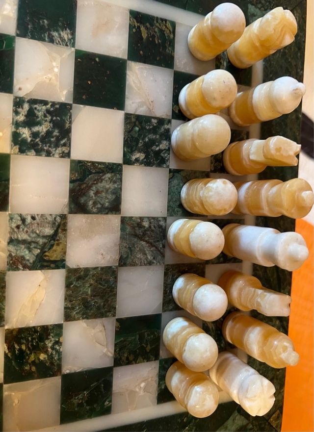 Juego Ajedrez Piedra Mármol Verde Antiguo