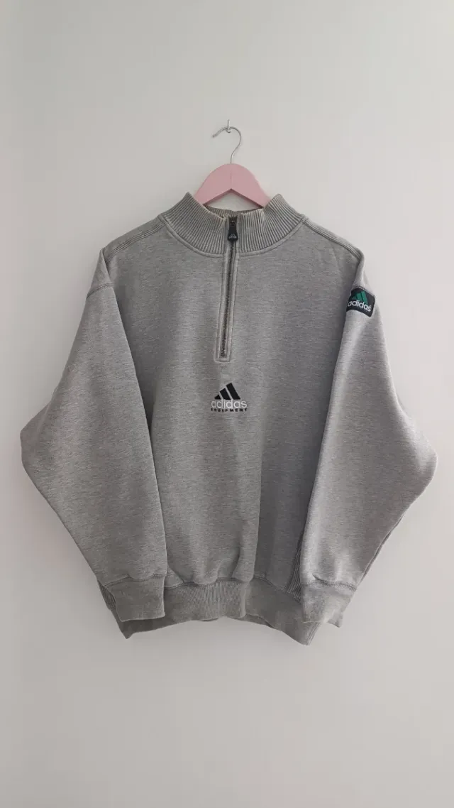 Sudadera Adidas Equipment Gris Media Cremallera