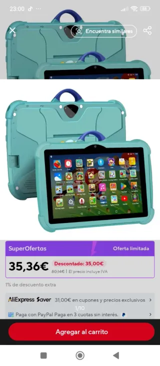 Tablet infantil azul y verde