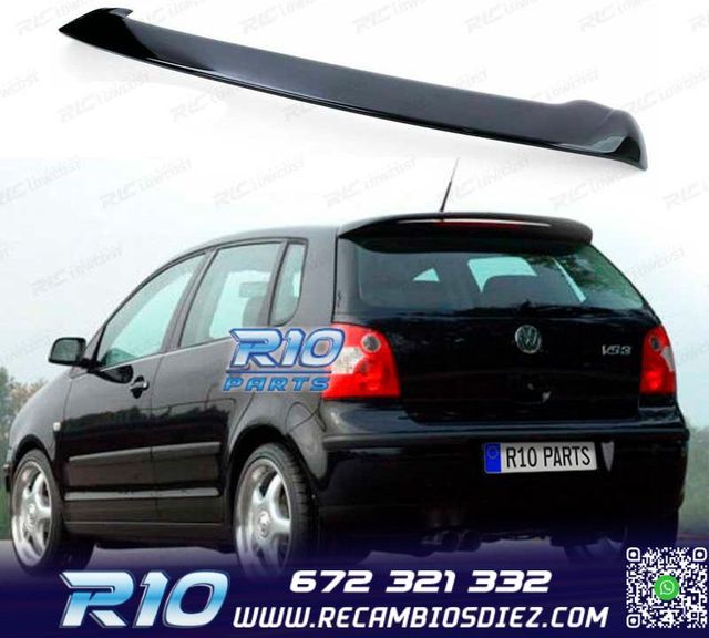 ALERON SPOILER VOLKSWAGEN VW POLO MK4 01-09 ABS NEGRO BRILLO