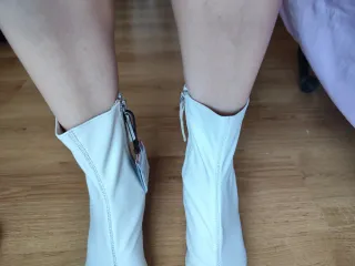 Botines Zara Piel Sintética Blanco Roto Talla 38