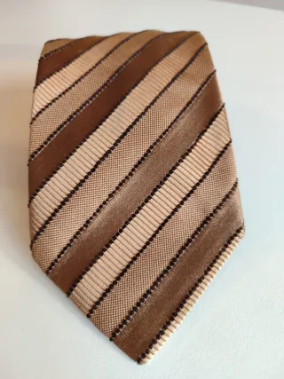 Corbata 100% Seda Beige y Marrón
