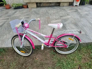 Bicicleta niña 20" rosa y blanca