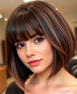 Peluca castaña con mechas