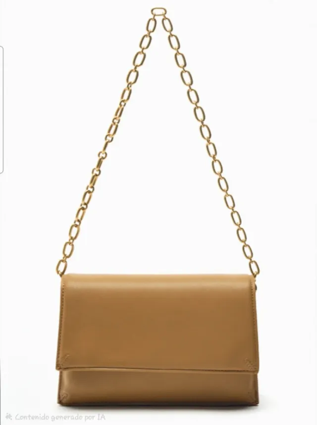 Bolso cadena Zara marrón y dorado