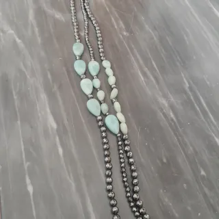 Collana 3 fili ematite e amazonite