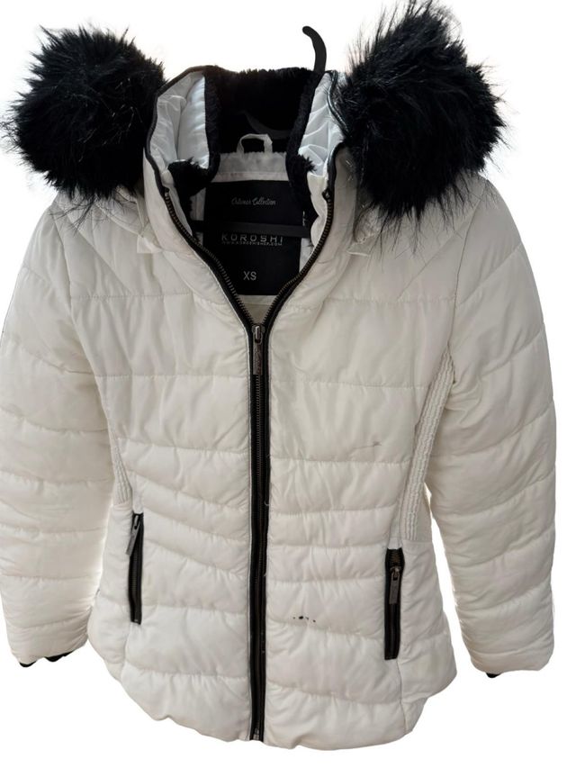 Chaqueta Koroshi Blanca Talla XS con Capucha y Pel