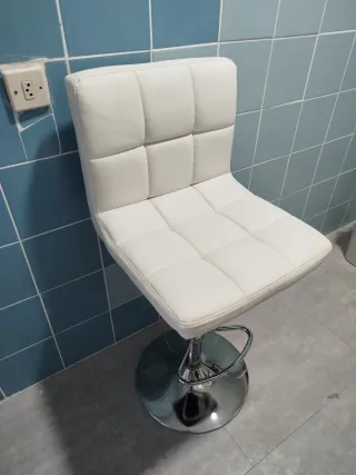 Taburete de Bar Blanco y Plateado