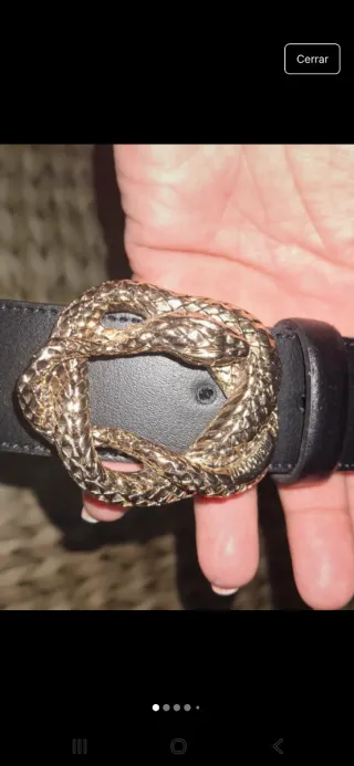 Cinturón Piel Just Cavalli Hebilla Serpiente Dorad