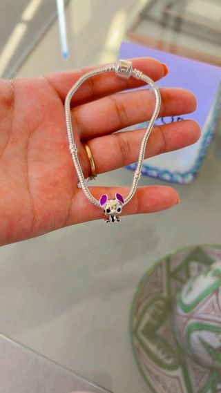 Pulsera estilo  Pandora Plata 925 Oso Rosa