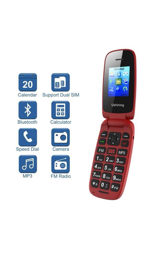 Teléfono Móvil Tapa para Mayores 800 Rojo