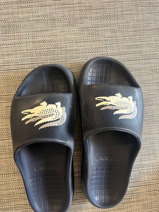 Chanclas Lacoste Azul y Plateado