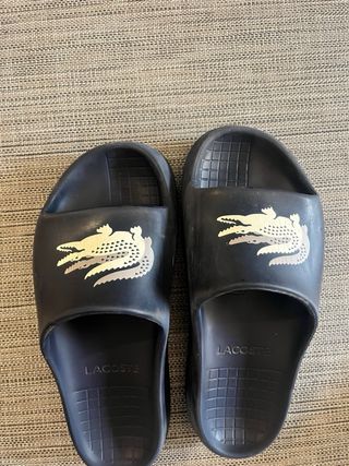 Chanclas Lacoste Azul y Plateado