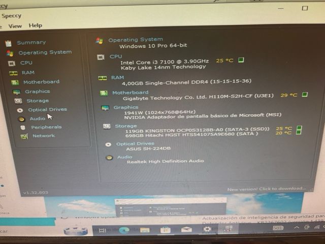 PC Sobremesa  Intel i3 SSD