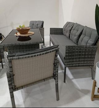 Conjunto Terraza ANDY Ratán y Cristal