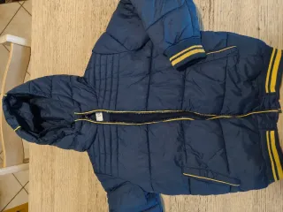 Piumino blu 7-8 anni con cappuccio