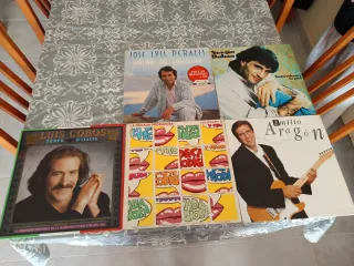 vinilos de diferente música. A 5 euros cada uno.