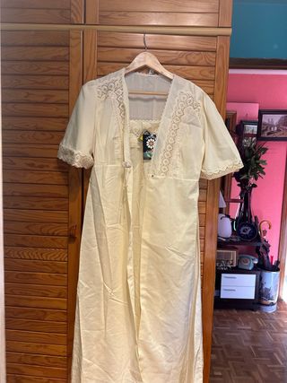 Conjunto camisón y bata encaje