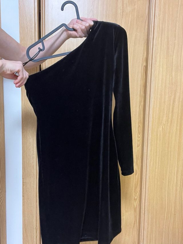 Vestido Negro Terciopelo Mango Talla S