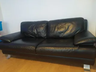 2 Sofás italianos de piel negro Chateau d'Ax