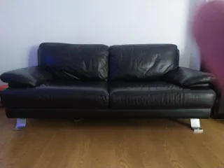 2 Sofás italianos de piel negro Chateau d'Ax