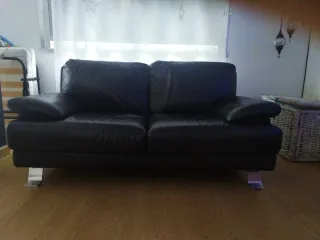 2 Sofás italianos de piel negro Chateau d'Ax