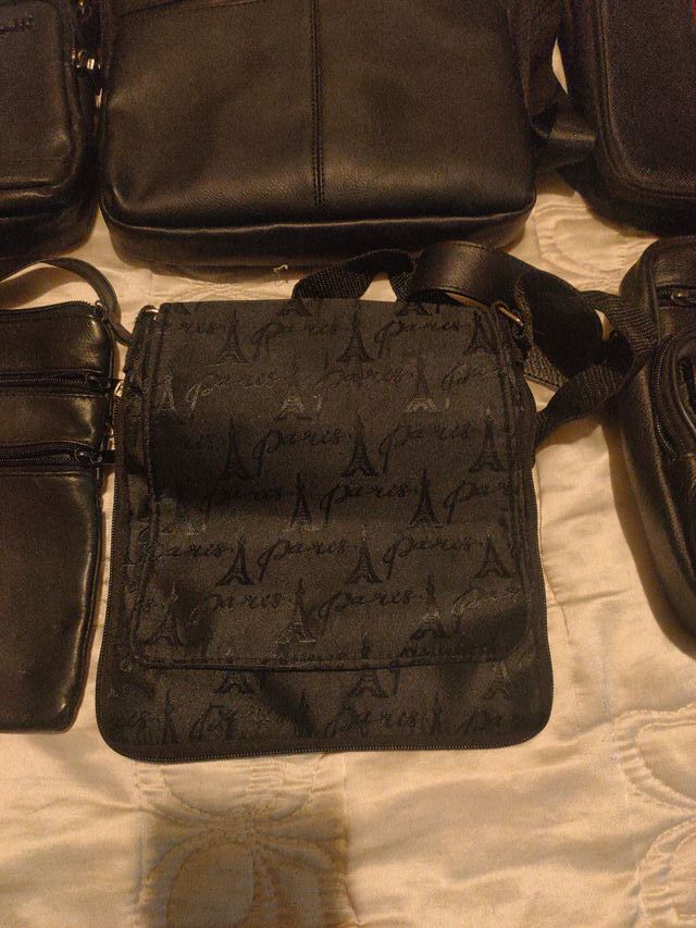 Lote 6 bandoleras hombre piel negra