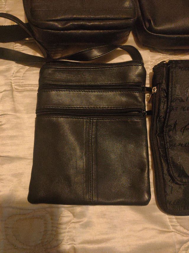 Lote 6 bandoleras hombre piel negra