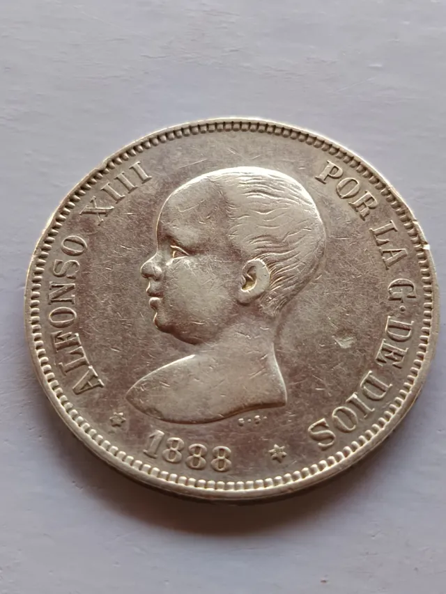 Moneda Plata Alfonso XIII 1888