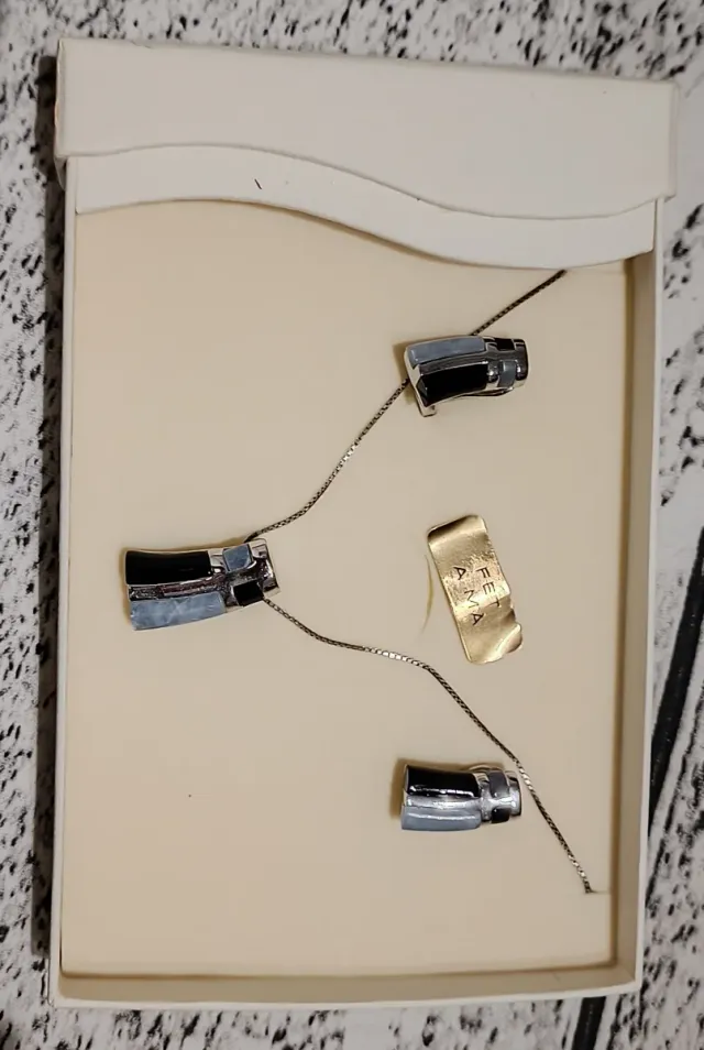 Conjunto Plata Esmaltado Collar y Pendientes