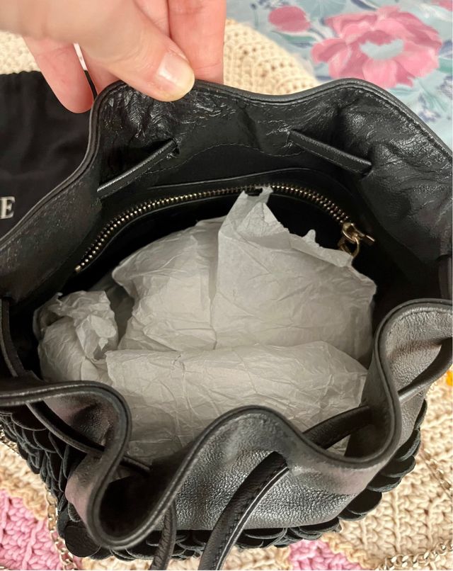 Bolso Uterqüe Piel Flores Negro