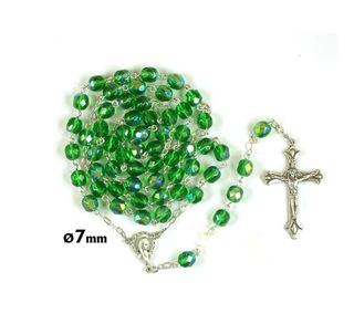 Rosario Verde Cristal Tallado 7mm