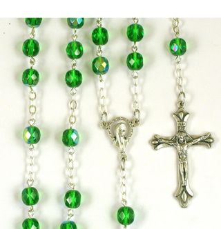 Rosario Verde Cristal Tallado 7mm