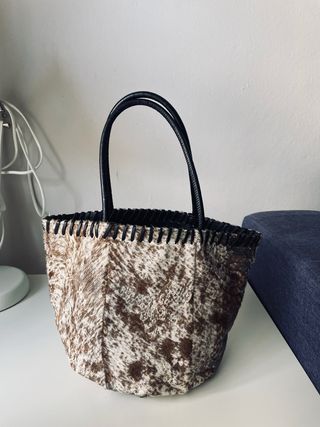 Bolso Piel Vaca Marrón y Blanco