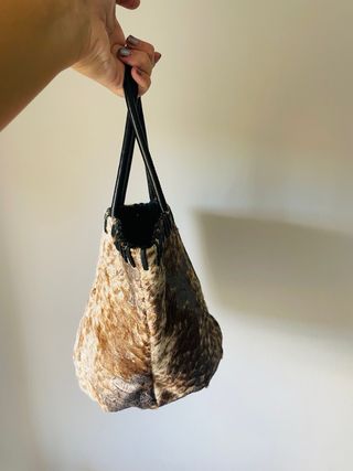 Bolso Piel Vaca Marrón y Blanco