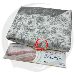 Completo Lenzuola Flanella Grigio/Bianco