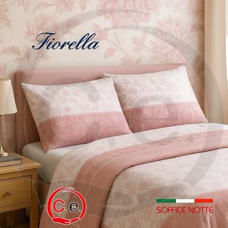 Completo Lenzuola Flanella Grigio/Bianco