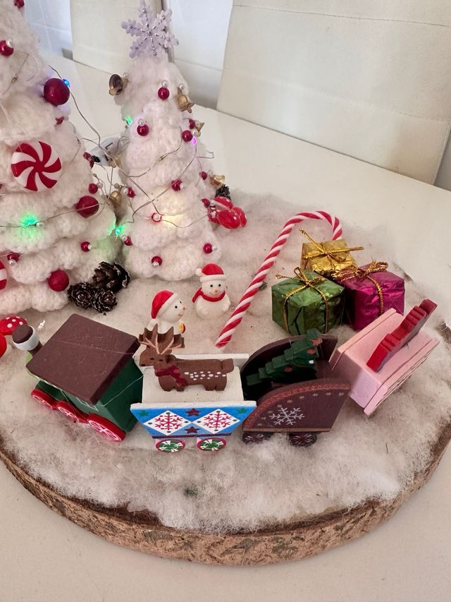 Adorno Navideño Árboles y Tren Navideño