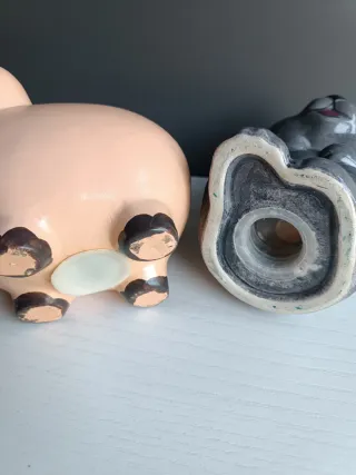 Huchas de yeso: cerdito y oso