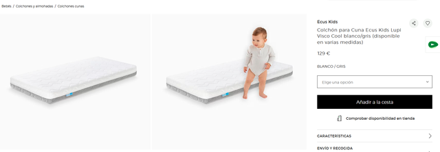 Cuna cama de madera con colchón