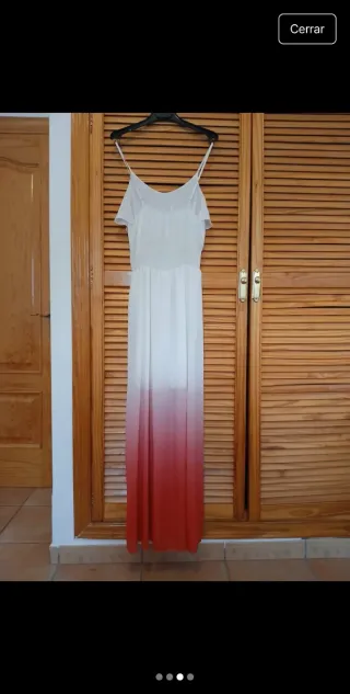 Vestido largo blanco y rojo