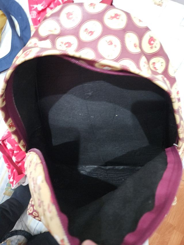 Zaino a fiori beige e rosso