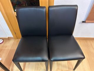 Juego de 2 sillas de comedor polipiel negras